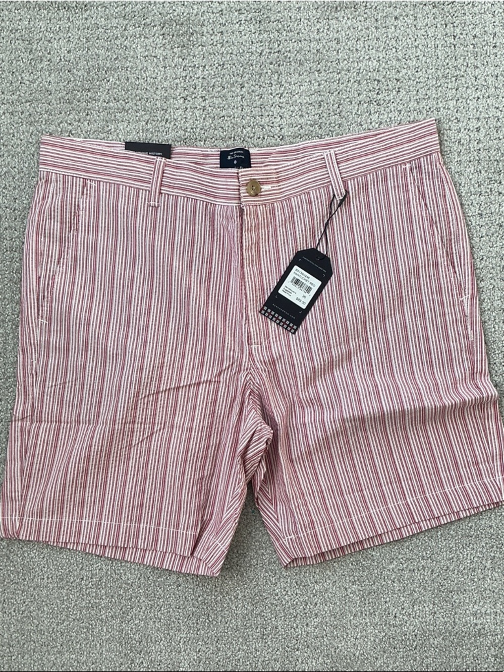 Ben Sherman Red and White Striped Cargo Shorts